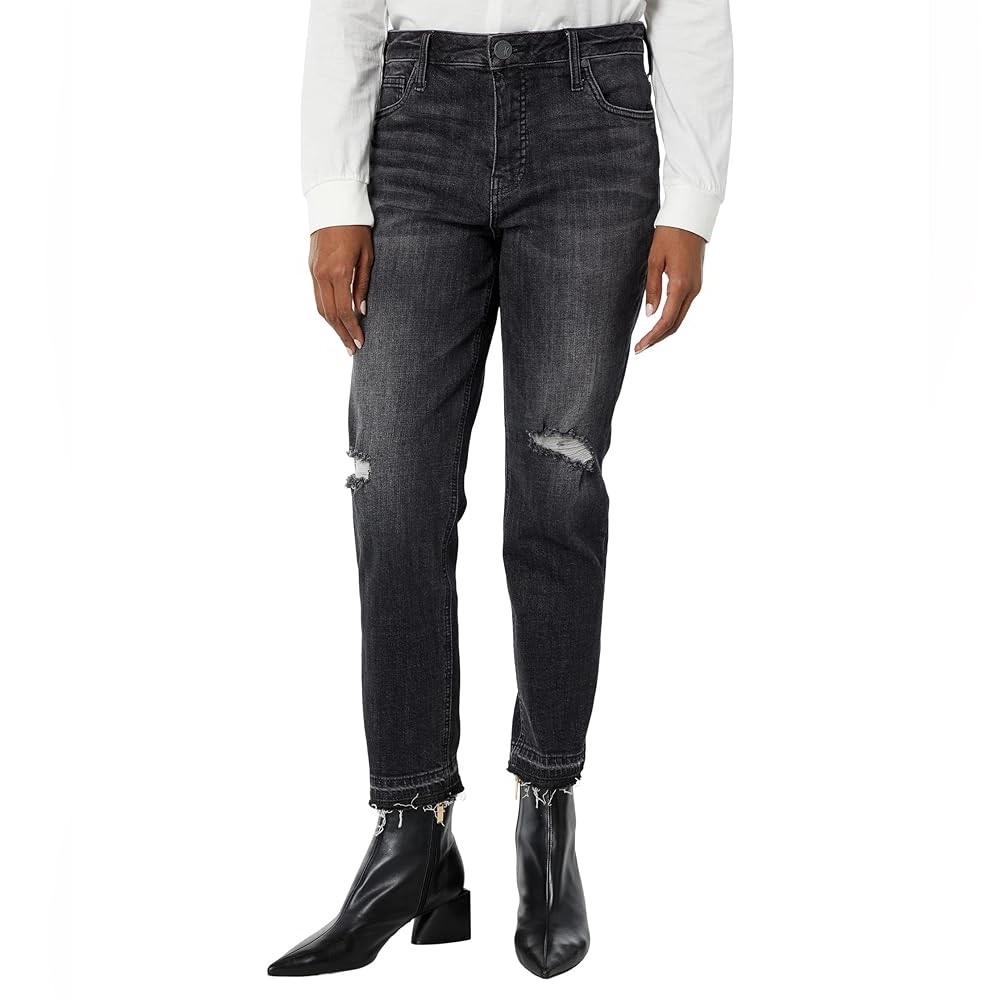 Kut from‎ the Kloth Charcoal Distressed Straight Leg Jeans. Women size 2